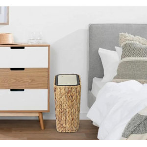 Novobey Boho Trash Can with Lid for Bathroom,3 Gallon Small Rattan ...